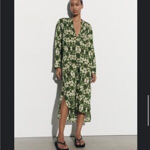 Green Tie-Dye Tunic Midi Dress